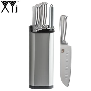 XYj Stainless Steel Kitchen Knife Set Chef Bread Slicing Santoku Utility Paring Knives Stainless Steel Knife Holder Stand
XYj Stainless Steel Kitchen Knife Set Chef Bread Slicing Santoku Utility Paring Knives Stainless Steel Knife Holder Stand