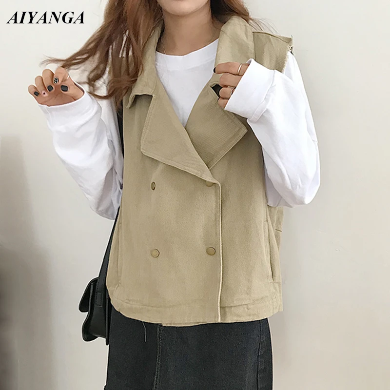 2018 Casual Vest Women Autumn Vest Jackets Female Turn-down Collar Double Breasted Sleeveless Denim Jacket Women Fashion Coats
2018 Casual Vest Women Autumn Vest Jackets Female Turn-down Collar Double Breasted Sleeveless Denim Jacket Women Fashion Coats