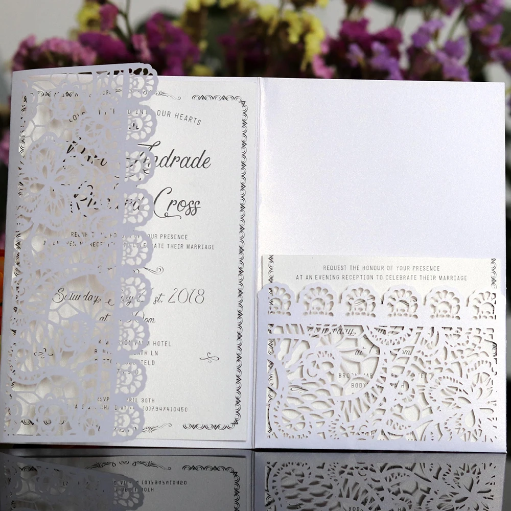 10pcs Navy Blue White Laser Cut Wedding Invitations Card Elegant Lace Favor Envelopes Wedding Party Birthday Supplies 
10pcs Navy Blue White Laser Cut Wedding Invitations Card Elegant Lace Favor Envelopes Wedding Party Birthday Supplies