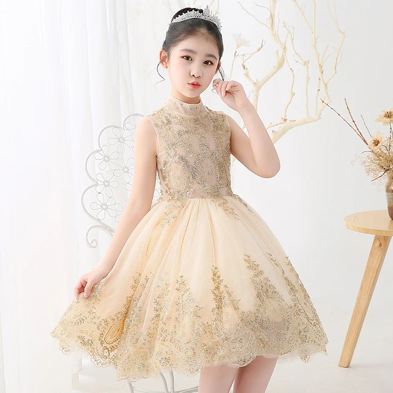 New Gold Lace Girl First Communion Dress Sequin Tulle Party Ball Gown Flower Girl Dress For Wedding Kids Summer Baptism Vestido
New Gold Lace Girl First Communion Dress Sequin Tulle Party Ball Gown Flower Girl Dress For Wedding Kids Summer Baptism Vestido