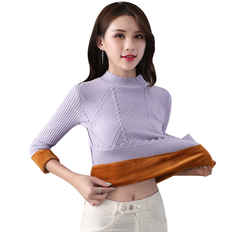 Thick Warm Women Velvet Sweater Autumn Winter Knit Women Sweaters And Pullover Female Tops Slim Soft Elastic Female Sweater
Thick Warm Women Velvet Sweater Autumn Winter Knit Women Sweaters And Pullover Female Tops Slim Soft Elastic Female Sweater