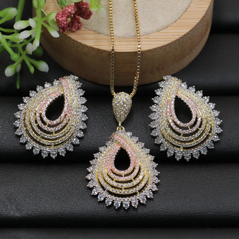 Lanyika Jewelry Set Bridal Water Drop B Cubic Zircon Full Micro Paved Necklace with Earrings for Anniversary Luxury Best Gift
Lanyika Jewelry Set Bridal Water Drop B Cubic Zircon Full Micro Paved Necklace with Earrings for Anniversary Luxury Best Gift