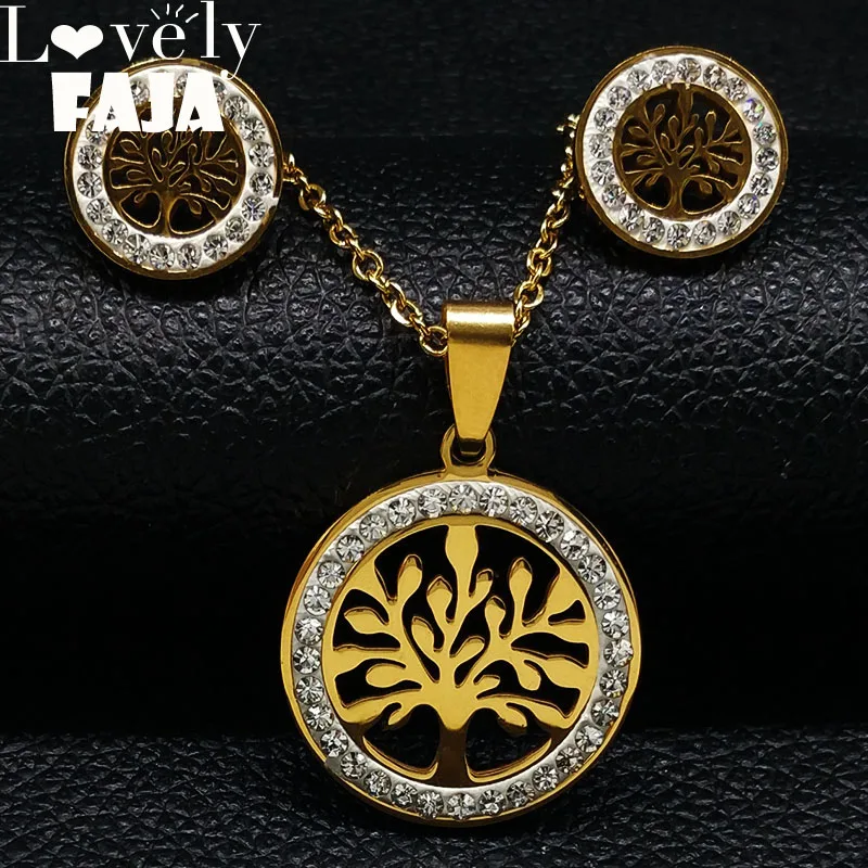 2019 Fashion Tree of Life Stainless Steel Crystal Jewelry Sets Women Gold Color Earings Necklace Set jewelry bisuteria S178432
2019 Fashion Tree of Life Stainless Steel Crystal Jewelry Sets Women Gold Color Earings Necklace Set jewelry bisuteria S178432