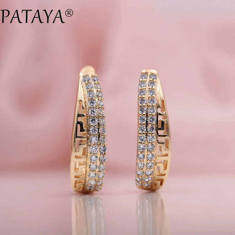 Серьги PATAYA женские длинные висячие украшения из розового золота 585 пробы с