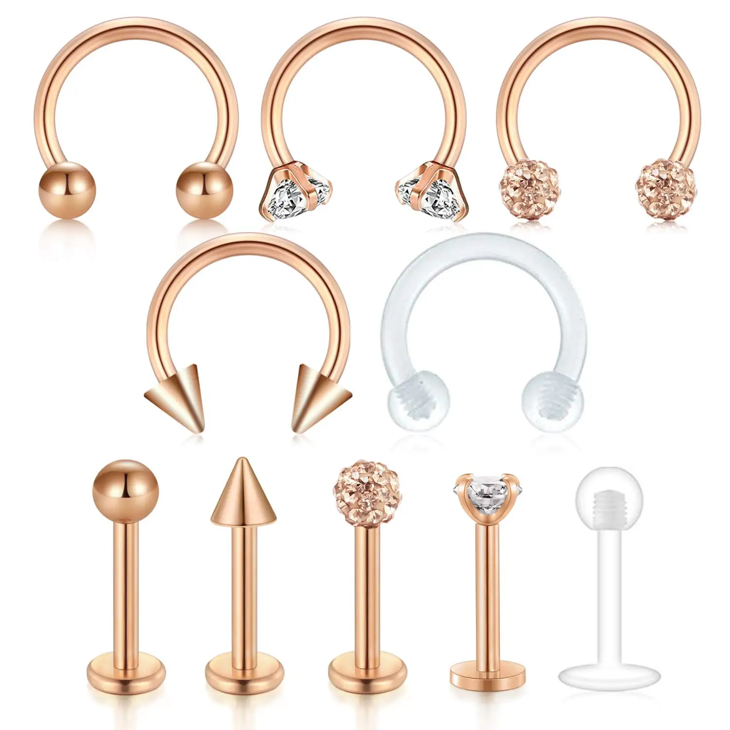 JFORYOU 16G Surgical Steel Tragus Piercing Cartilage Helix Earrings Nose Septum Rings Lip Labret Rings 10PCS Horseshoe Rings an
JFORYOU 16G Surgical Steel Tragus Piercing Cartilage Helix Earrings Nose Septum Rings Lip Labret Rings 10PCS Horseshoe Rings an