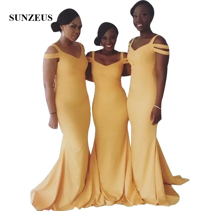 Mermaid Yellow Bridesmaid Dress Long Elegant Black Women Wedding Party Gowns V-neck Straps Simple Formal Dresses
Mermaid Yellow Bridesmaid Dress Long Elegant Black Women Wedding Party Gowns V-neck Straps Simple Formal Dresses