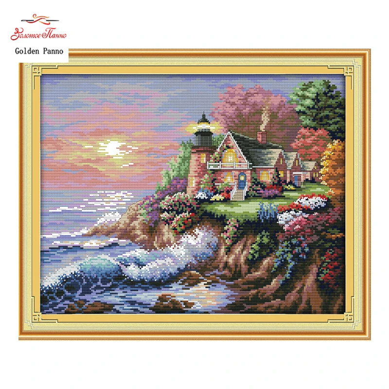 Golden Panno,The seaside lighthouse scenery paintings counted printed on canvas DMC 14CT 11CT DMS Cross Stitch Embroider 1122
Golden Panno,The seaside lighthouse scenery paintings counted printed on canvas DMC 14CT 11CT DMS Cross Stitch Embroider 1122