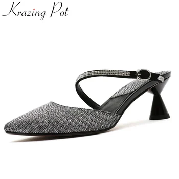 Krazing pot charming lady strange style high heels glitter crystals decoration slip on mules plus size pointed toe shoes L08
Krazing pot charming lady strange style high heels glitter crystals decoration slip on mules plus size pointed toe shoes L08