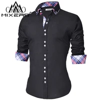 2018 Men's Casual Shirt Slim Fit Men's Casual Button Down Shirt Long Sleeve Formal Dress Shirts Men Male Clothing Camisa image