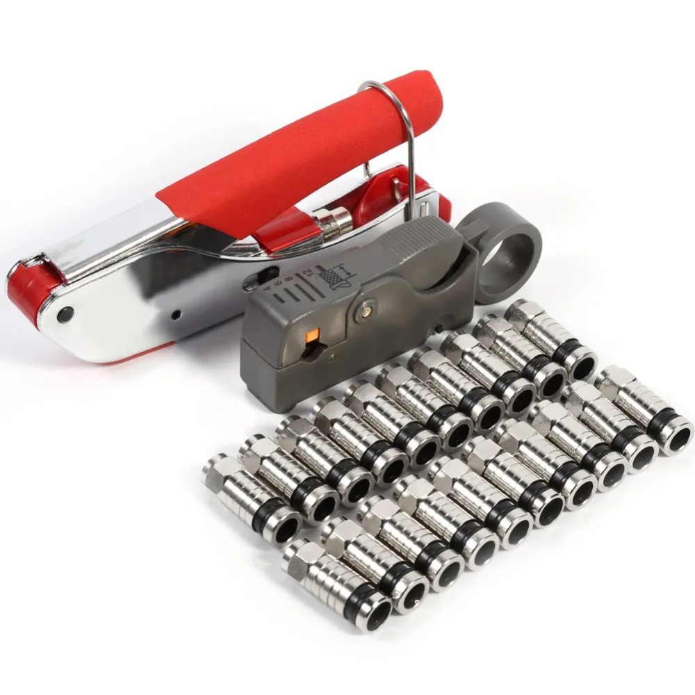 Multi Compression Coaxial Cable Crimping Tool Kit Cable Stripper Manual Coaxial Crimping Tool Set For RG58 RG59 RG6 Connectors
Multi Compression Coaxial Cable Crimping Tool Kit Cable Stripper Manual Coaxial Crimping Tool Set For RG58 RG59 RG6 Connectors