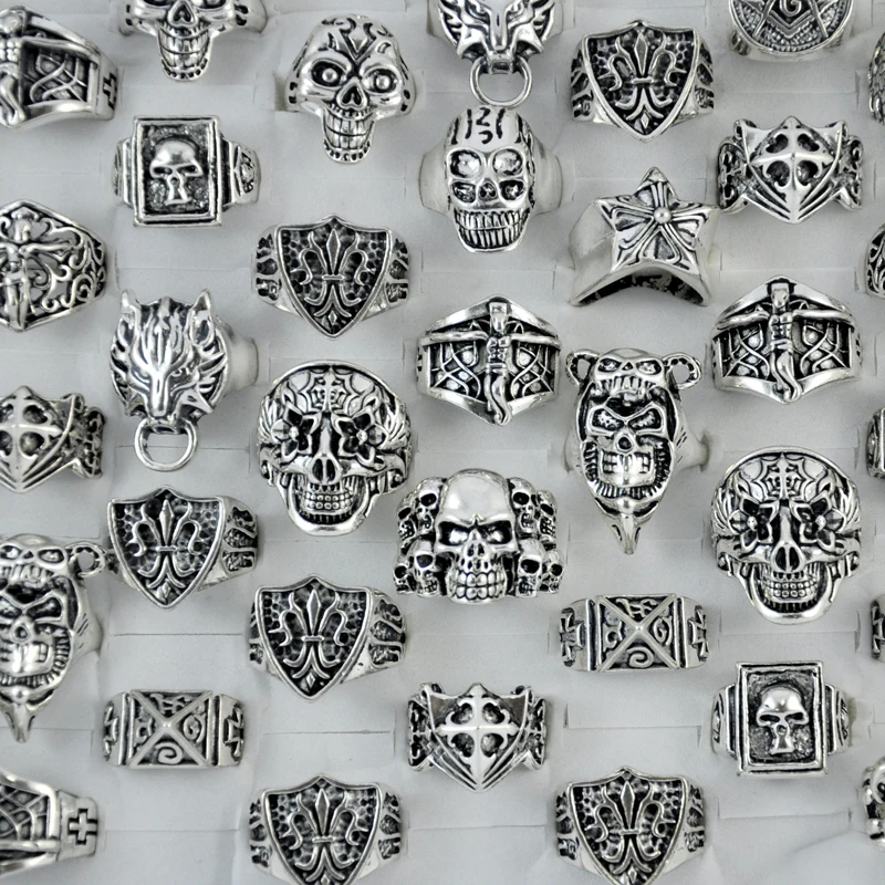10Pcs Skull Cross Jesus Vintage Style Silver Plated Men Rings For Man Retro Fashion Wholesale Jewelry Bulks Lots LR183
10Pcs Skull Cross Jesus Vintage Style Silver Plated Men Rings For Man Retro Fashion Wholesale Jewelry Bulks Lots LR183