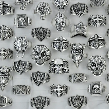 10Pcs Skull Cross Jesus Vintage Style Silver Plated Men Rings For Man Retro Fashion Wholesale Jewelry Bulks Lots LR183
10Pcs Skull Cross Jesus Vintage Style Silver Plated Men Rings For Man Retro Fashion Wholesale Jewelry Bulks Lots LR183