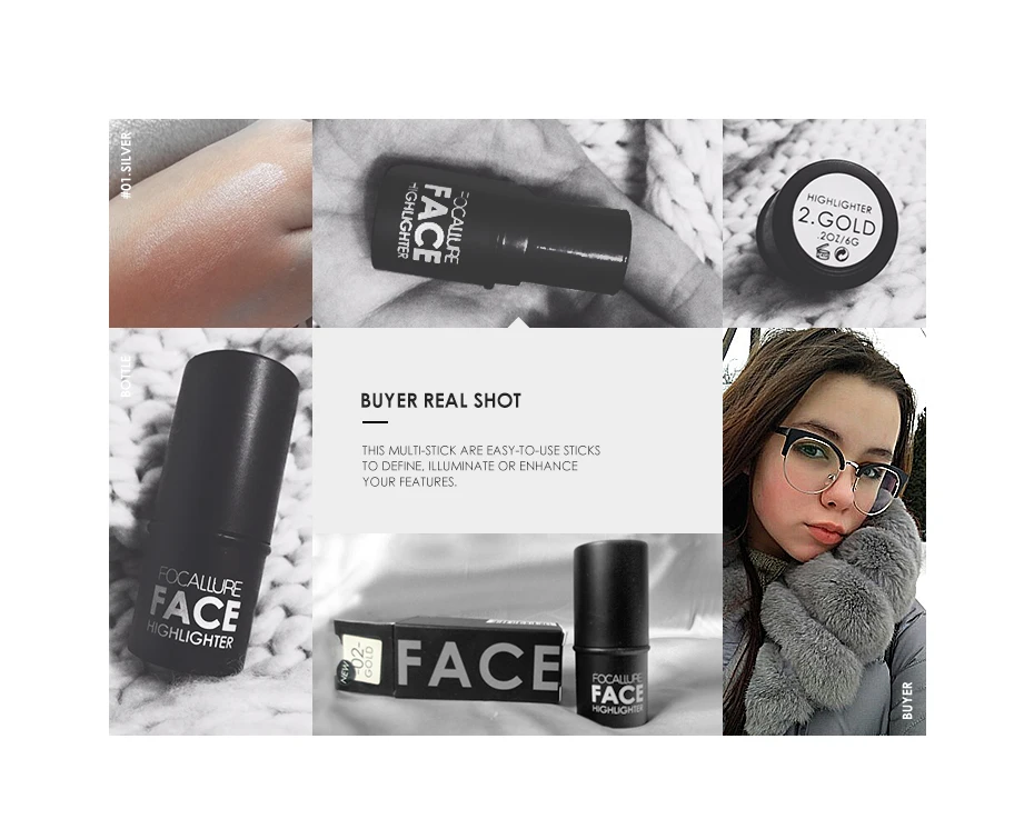 FOCALLURE Highlighter Pen Face Concealer Contouring Bronzer Brighten 3D Contour Makeup Glow Highlighter Stick FOCALLURE Highlighter Pen Face Concealer Contouring Bronzer Brighten 3D Contour Makeup Glow Highlighter Stick
