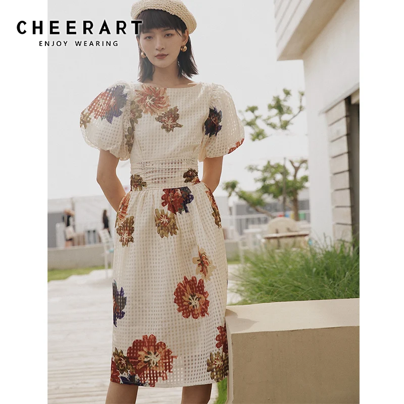 Cheerart Long Floral Tunic Dress Women Summer Big Lantern Sleeve Plaid A Line High Waist Designer Dress 2019 Fashion Clothing
Cheerart Long Floral Tunic Dress Women Summer Big Lantern Sleeve Plaid A Line High Waist Designer Dress 2019 Fashion Clothing