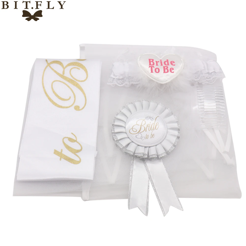 

BITFLY Bridal to be Sash Garter Veil Mantilla Badge Bachelorette Hen Night Party Decoration Bride Supplies Wedding Decoration