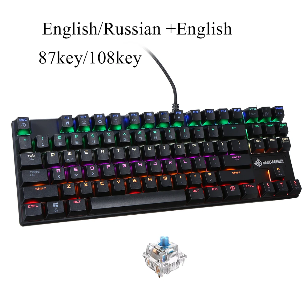 Gaming Keyboard Imitation Mechanical Keyboard 87/108 Keys USB Cable Blue Switch Backlight Russian Gamer Keyboard for Computer
Gaming Keyboard Imitation Mechanical Keyboard 87/108 Keys USB Cable Blue Switch Backlight Russian Gamer Keyboard for Computer