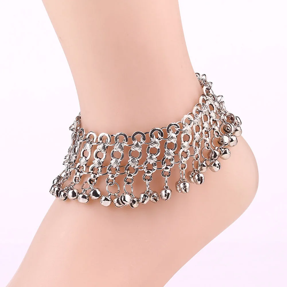 

New 1Pcs New Fashion Sexy Vintage Silver Anklet Chain Lots Bell Beads Ankle Bracelet Foot Jewelry For Women Barefoot Sandal