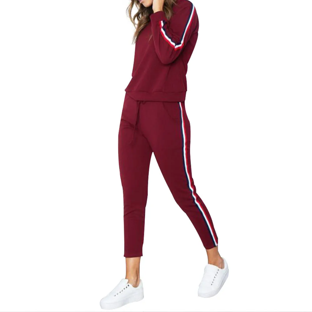 Womens 2 PCS Tracksuits Set Ladies Striped Active Sport Loungewear ensemble femme 2 pieces pantalon manche courte #G9
Womens 2 PCS Tracksuits Set Ladies Striped Active Sport Loungewear ensemble femme 2 pieces pantalon manche courte #G9