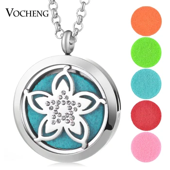 

10pcs 316L Stainless.Steel Silver Color 30mm Aroma Essential Oils Surgical Perfume Diffuser Locket with Free Felt Pads VA-456*10