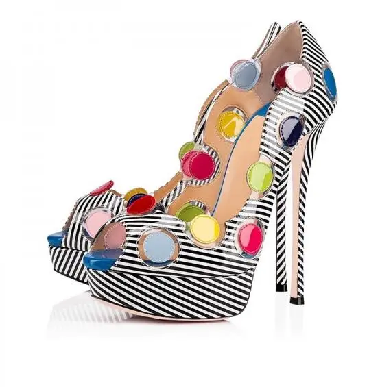 Moraima Snc Black and White Patent Leather Platform Heels Colorful Dots Pumps Sexy Peep Toe Woman Pumps Super high Party Heels
Moraima Snc Black and White Patent Leather Platform Heels Colorful Dots Pumps Sexy Peep Toe Woman Pumps Super high Party Heels