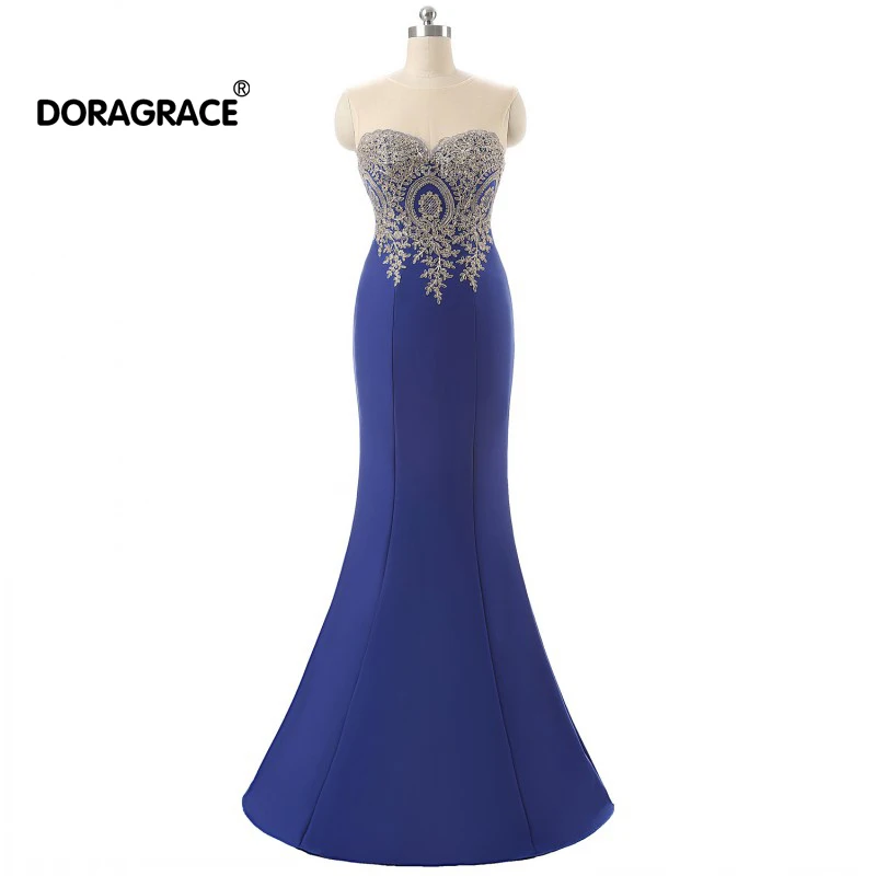 Doragrace robe de soiree Real Photos Applique Sleeveless Mermaid Evening Dresses Royal Blue Prom Gowns
Doragrace robe de soiree Real Photos Applique Sleeveless Mermaid Evening Dresses Royal Blue Prom Gowns