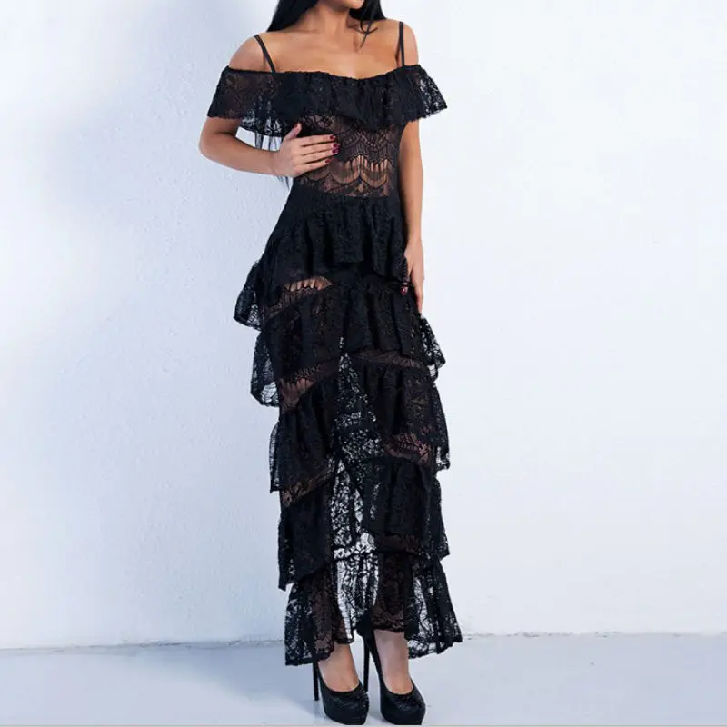 New Sexy Perspective Hollow Out Summer Dresses Black White Lace Women Evening Club Layered Dress Strap Elegant Princess Dresses
New Sexy Perspective Hollow Out Summer Dresses Black White Lace Women Evening Club Layered Dress Strap Elegant Princess Dresses