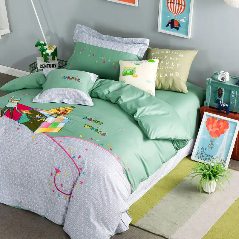 Green Cartoon Magic Applique Embroidered Bedding Set Twin Full Queen Size Bedclothes Coverlets Cotton Woven Children's Girls Bed
Green Cartoon Magic Applique Embroidered Bedding Set Twin Full Queen Size Bedclothes Coverlets Cotton Woven Children's Girls Bed