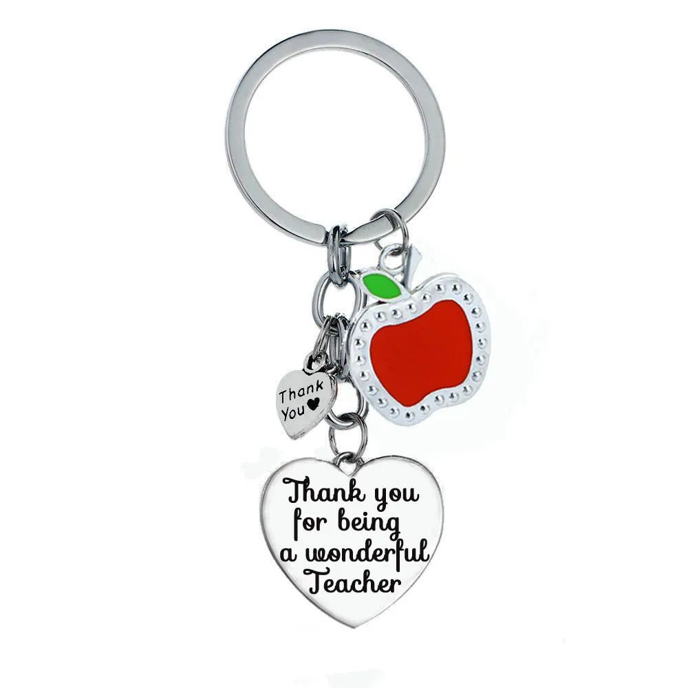 12PC Wholesale Thank You For Being A Wonderful Teacher Apple Love Heart Charms Keyring Women Men Teachers Best Gifts | Украшения и