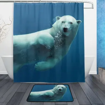 Funny Animal Polar Bear Shower Curtain and Mat Set, Ocean Sea Theme Waterproof Fabric Bathroom Curtain
Funny Animal Polar Bear Shower Curtain and Mat Set, Ocean Sea Theme Waterproof Fabric Bathroom Curtain