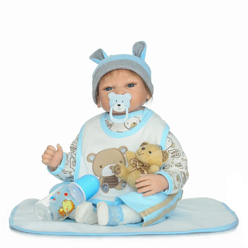 22" bebe boy reborn dolls soft silicone reborn dolls cotton body bonecas with pacifer bear doll real born munecas kids gift
22" bebe boy reborn dolls soft silicone reborn dolls cotton body bonecas with pacifer bear doll real born munecas kids gift
