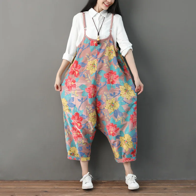 2019 Spring Summer Woman Overall Jumpsuit Vintage Japanese Style Floral Print Spaghetti Strap Casual Loose Ankle-length Pants
2019 Spring Summer Woman Overall Jumpsuit Vintage Japanese Style Floral Print Spaghetti Strap Casual Loose Ankle-length Pants