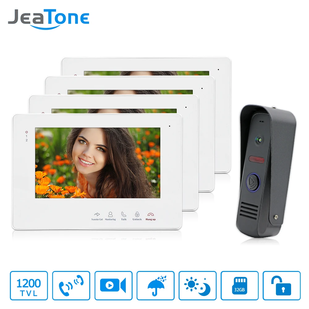 JeaTone Touch Key 7" LCD Video Door Phone Intercom System IR Camera 1200TVL Doorbell Camera Remote Unlocking Electronic Door
JeaTone Touch Key 7" LCD Video Door Phone Intercom System IR Camera 1200TVL Doorbell Camera Remote Unlocking Electronic Door