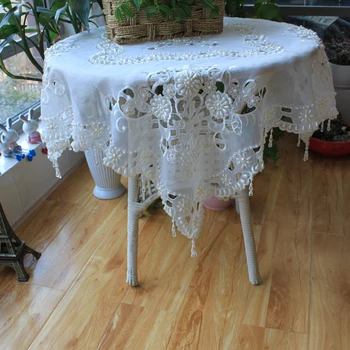 

Elegant Embroidery Table Runner Pastoral Fabric Tea tablecloth, Luxury Table mat table Cover for decoration 85*85cm