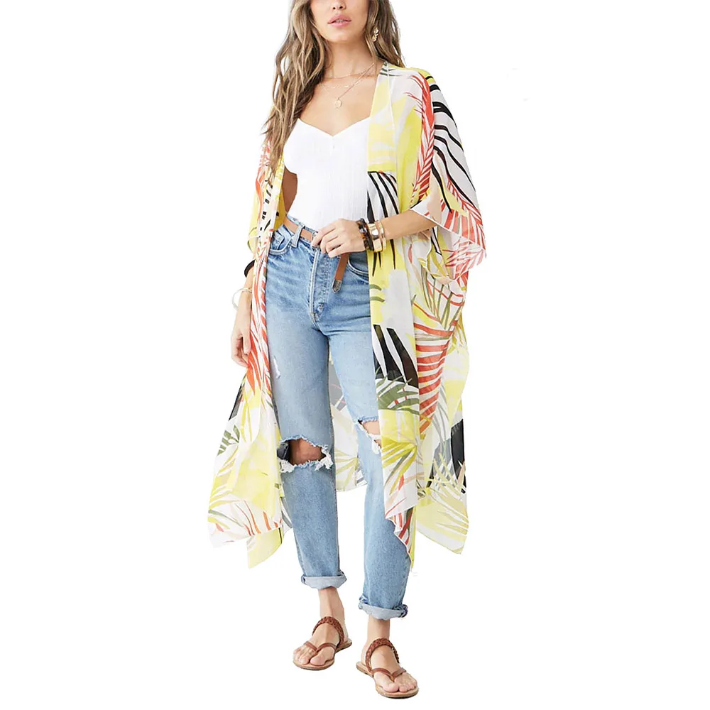 Bohemian Black Crane Bird Print Side Slit Long Kimono Cardigan Women Summer 3/4 Length Sleeve Vacation Casual Kimonos
Bohemian Black Crane Bird Print Side Slit Long Kimono Cardigan Women Summer 3/4 Length Sleeve Vacation Casual Kimonos
