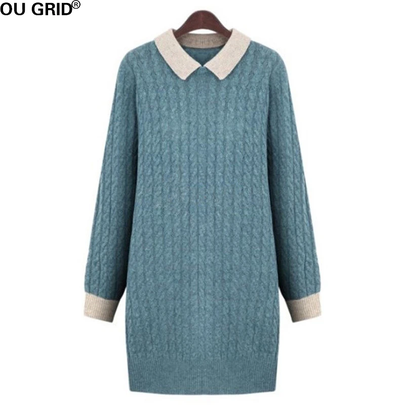2016 Winter Autumn Knitted Sweater Women's Plus Size Solid Color Long Sleeve Turn-down Collar Pullover Sweater
2016 Winter Autumn Knitted Sweater Women's Plus Size Solid Color Long Sleeve Turn-down Collar Pullover Sweater