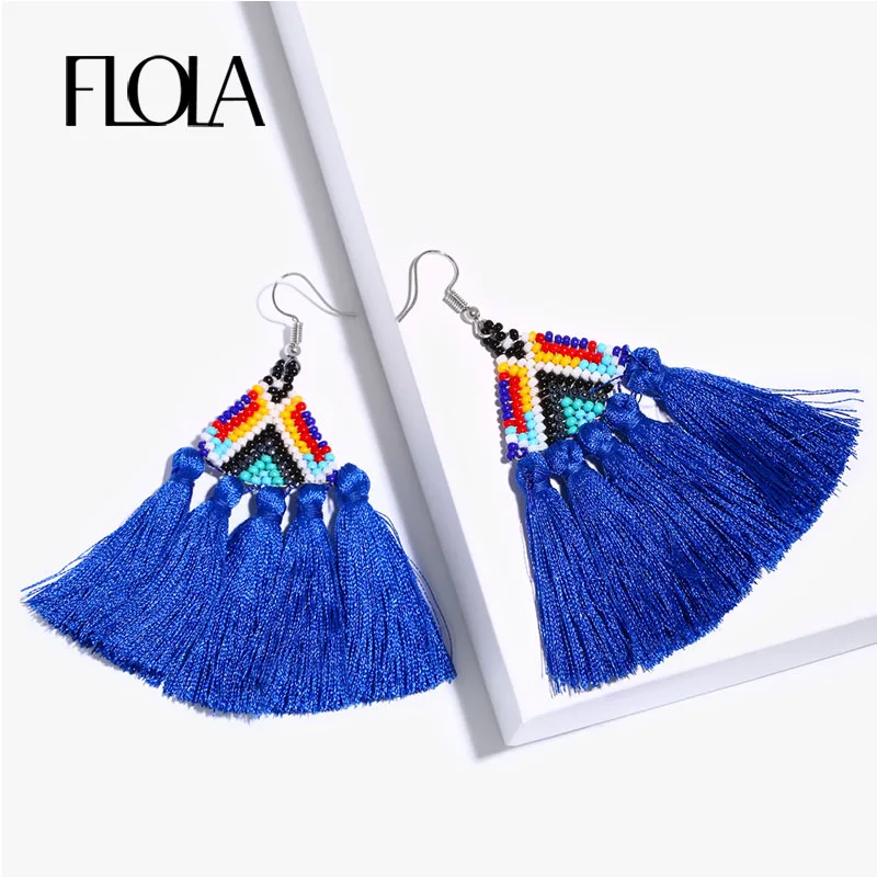 FLOLA 2019 Bohemia Crystal Beads Tassel Earrings for Woman Handmade Blue Long Fringe Earrings Ethnic Woven Ear Oorbellen ersn32
FLOLA 2019 Bohemia Crystal Beads Tassel Earrings for Woman Handmade Blue Long Fringe Earrings Ethnic Woven Ear Oorbellen ersn32