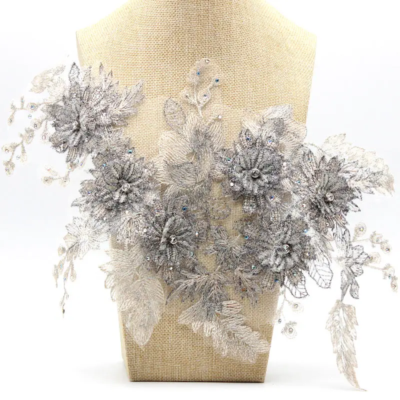1PCS Flower Lace Collar Clothing Accessories Silver Organza embroidery Patches Applications for clothing DIY Cutout A-7
1PCS Flower Lace Collar Clothing Accessories Silver Organza embroidery Patches Applications for clothing DIY Cutout A-7