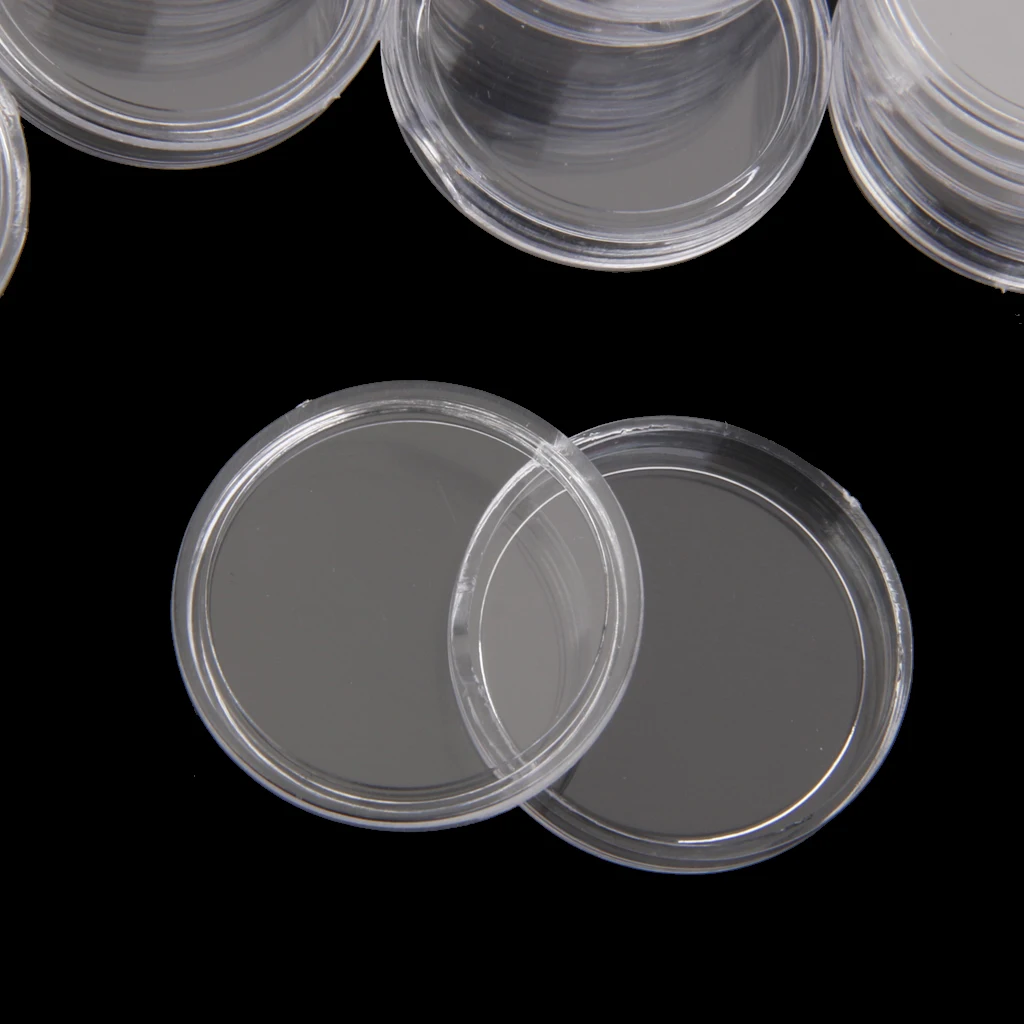 MagiDeal Transparent Plastic 100 Boxed Coin Capsules Coin Case Transparent Color 23mm Gift Boxes Earring Holder Cosmetic Makeup