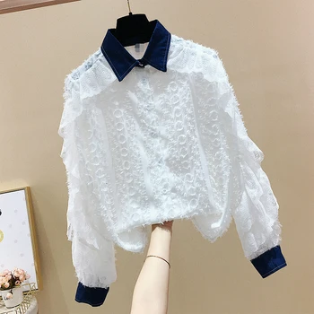 2019 New Arrival Denin Collar Lace Ruffles Long Sleeve Loose Shirt Women's Fairy Blouse Spring Shirt Tops
2019 New Arrival Denin Collar Lace Ruffles Long Sleeve Loose Shirt Women's Fairy Blouse Spring Shirt Tops