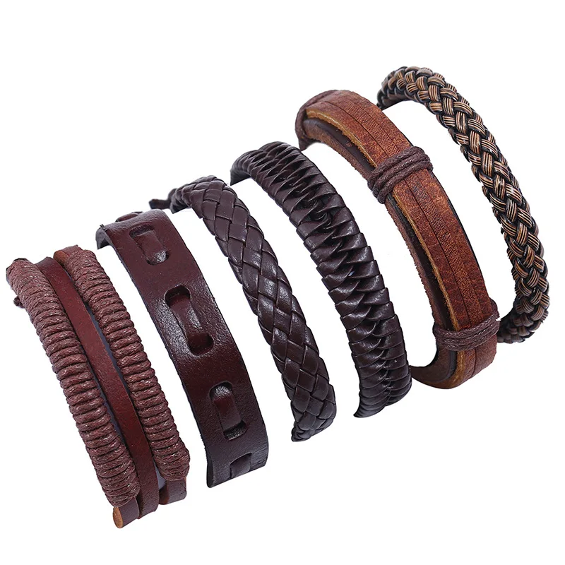 6 PCS Leather Bracelet Sets Man Accessories Jewelry Punk Woven Snaps Tassel Adjustable Jewelry Boy Wholesale Lots Bulk Bracelets
6 PCS Leather Bracelet Sets Man Accessories Jewelry Punk Woven Snaps Tassel Adjustable Jewelry Boy Wholesale Lots Bulk Bracelets
