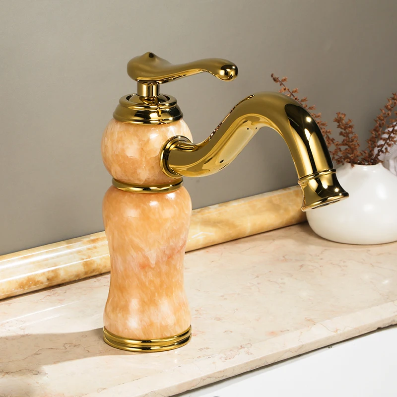 Luxury Gold Brass Natural jade Bathroom Sink Faucet Golden Art Basin Mixer Taps Single Handle Lavatory Faucet,Gold Finish-SM448
Luxury Gold Brass Natural jade Bathroom Sink Faucet Golden Art Basin Mixer Taps Single Handle Lavatory Faucet,Gold Finish-SM448