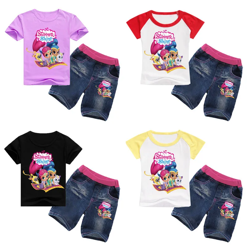 Halloween Shimmer and Shine Costume 2018 Summer New Children's Short Sleeve T-shirt Set Puppies Cartoon Print Girl Clothes Set
Halloween Shimmer and Shine Costume 2018 Summer New Children's Short Sleeve T-shirt Set Puppies Cartoon Print Girl Clothes Set