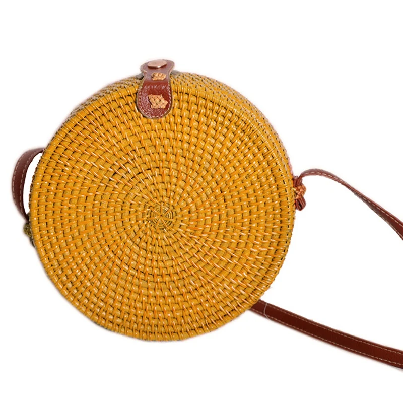 Color Vintage Handmade Crossbody Leather Bag Round Beach Bag Girls Circle Rattan Bag Small Bohemian Shoulder Bag
Color Vintage Handmade Crossbody Leather Bag Round Beach Bag Girls Circle Rattan Bag Small Bohemian Shoulder Bag