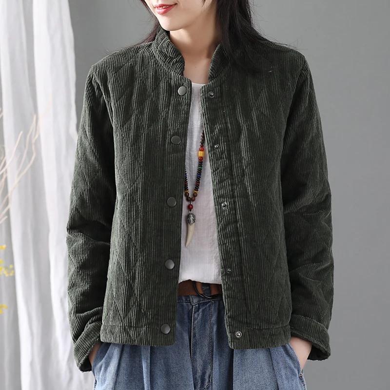 2019 Winter Women Corduory Parkas Single Breasted New Cotton-padded Thick Solid Color Vintage Loose Casual Women Warm Coat
2019 Winter Women Corduory Parkas Single Breasted New Cotton-padded Thick Solid Color Vintage Loose Casual Women Warm Coat