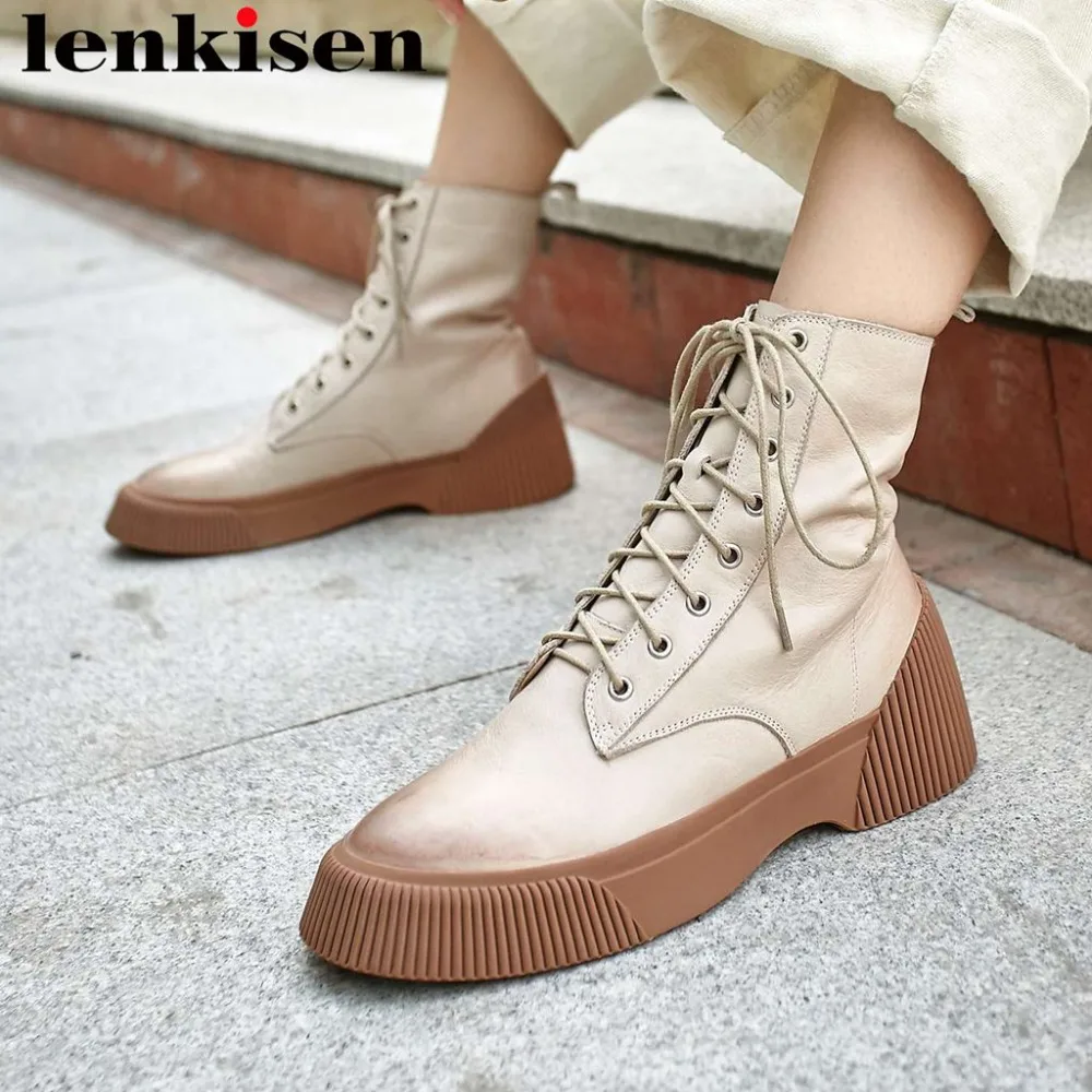 2019 british style solid genuine leather med thick bottom platform lace up retro vintage fashion runway motorcycle boots L2f2
2019 british style solid genuine leather med thick bottom platform lace up retro vintage fashion runway motorcycle boots L2f2