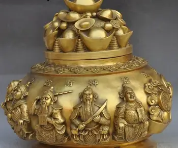 16"China Brass Wealth Yuanbao 5 Mammon Fish Treasure Bowl statue incense Burner
16"China Brass Wealth Yuanbao 5 Mammon Fish Treasure Bowl statue incense Burner