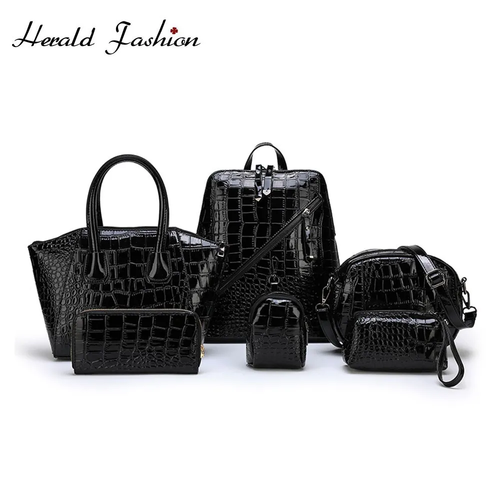 Herald Fashion 6 Pcs/set Leather Composite Bag Women Handbags Luxury Crocodile Pattern Shoulder Tote Bag Ladies' Messenger Bag
Herald Fashion 6 Pcs/set Leather Composite Bag Women Handbags Luxury Crocodile Pattern Shoulder Tote Bag Ladies' Messenger Bag