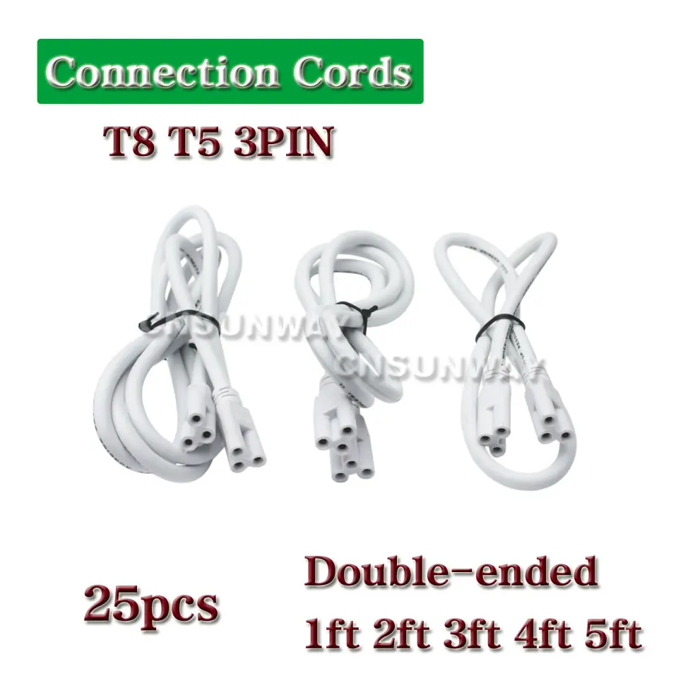 T8 T5 Integrated LED Tubes Lamp Double-ended 3PIN Power Connection Cords Wires Connector Corner Line Wire Accessories 25pcs
T8 T5 Integrated LED Tubes Lamp Double-ended 3PIN Power Connection Cords Wires Connector Corner Line Wire Accessories 25pcs