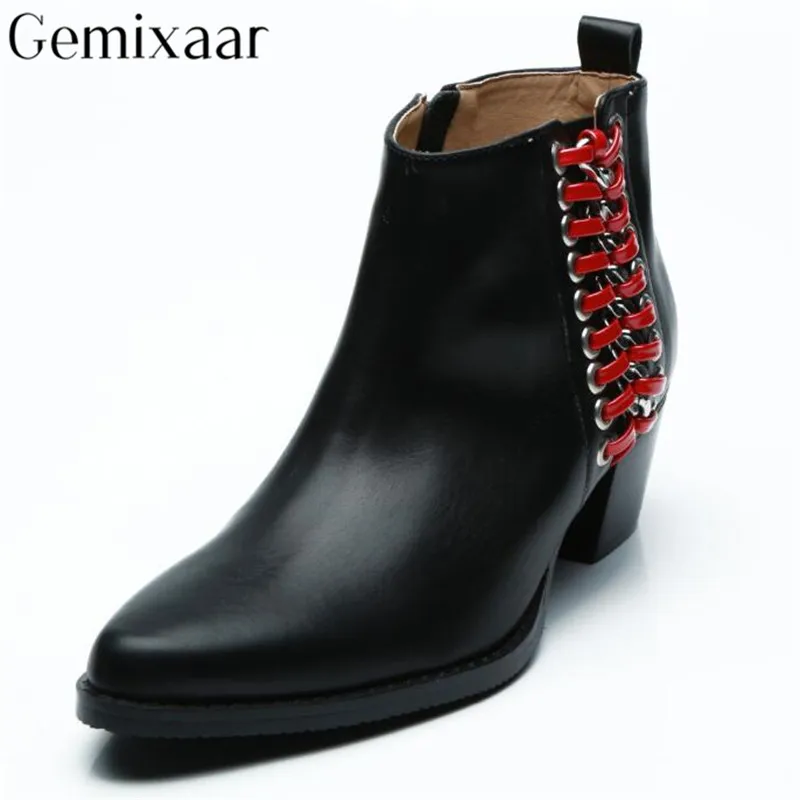 Black Real Leather Boot Shoes Women Pointed Toe Ankle Zipper 2019 Autumn Comfy Genuine Leather Chunky Med Heel Botas Woman Mujer
Black Real Leather Boot Shoes Women Pointed Toe Ankle Zipper 2019 Autumn Comfy Genuine Leather Chunky Med Heel Botas Woman Mujer
