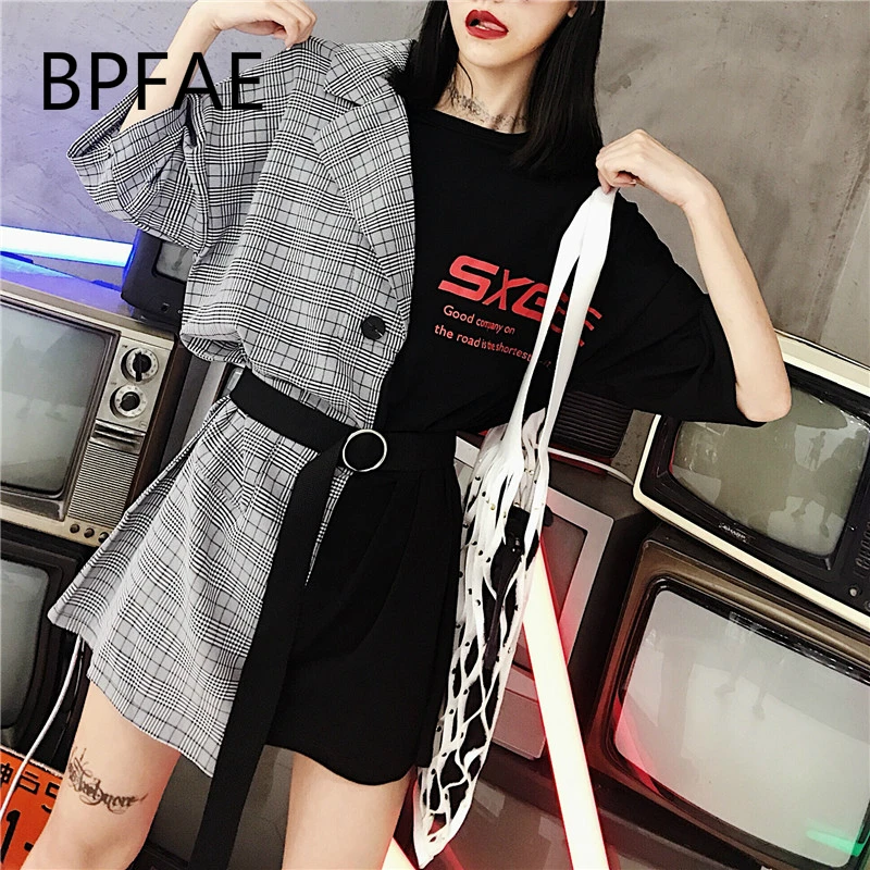 New Women Harajuku Faux 2 Piece Set Notched Collar Patchwork Belted Letter Print Slim T-Shirt Dress Hip Hop Mini Dress Vestido
New Women Harajuku Faux 2 Piece Set Notched Collar Patchwork Belted Letter Print Slim T-Shirt Dress Hip Hop Mini Dress Vestido